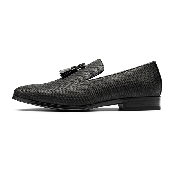 Men's Microfiber Tassle Dress Loafers - BLACK - 2